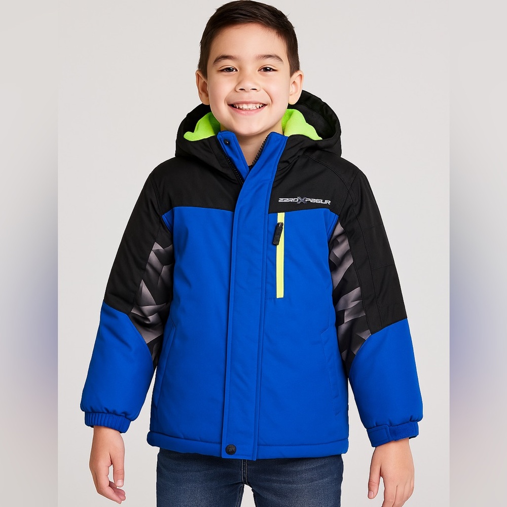 ZeroXposur Blue & Black Boy's Winter Ski Jacket Hooded Insulated M !0/!2